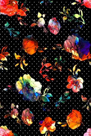 抽象几何清爽梦幻艺术平底立体手绘满版最新高清数码蕾丝民族中国风绣花珠宝肌理时尚潮

流大牌复古欧美风水彩小花卉印花华亿平台图片