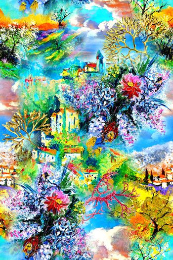 油画风景印花华亿平台图片