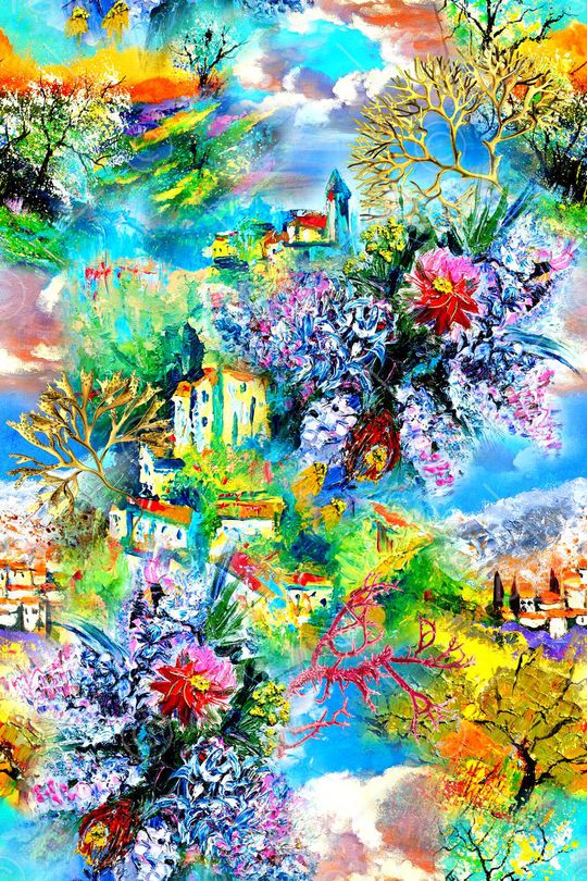 油画风景印花华亿平台图片