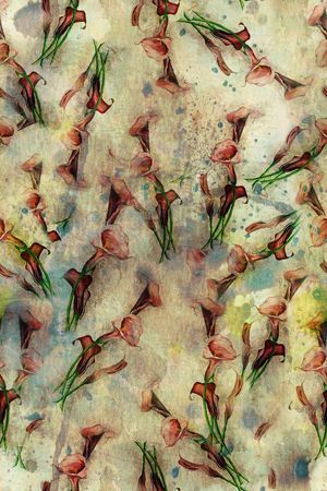 水墨花卉印花华亿平台图片