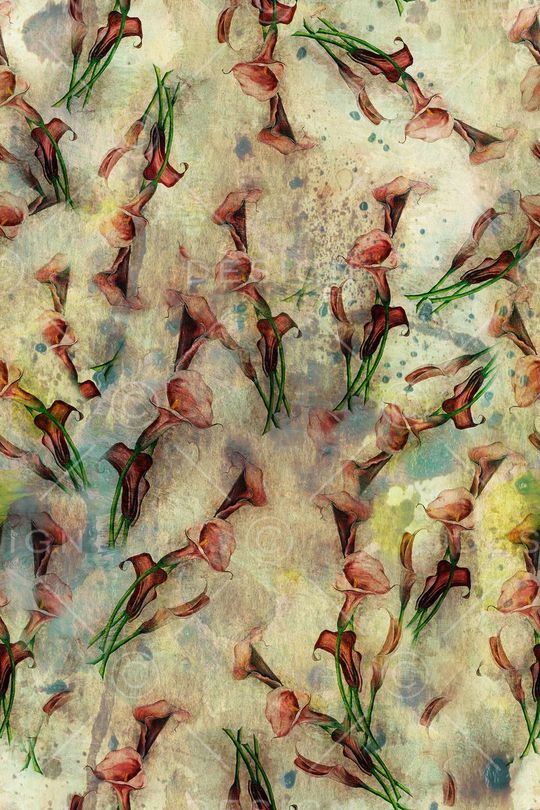 水墨花卉印花华亿平台图片