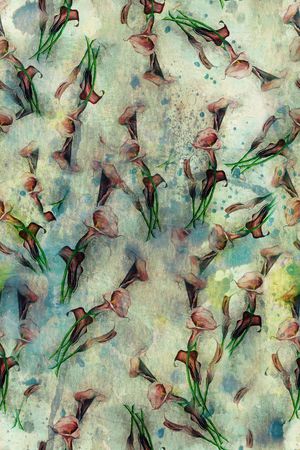 水墨花卉印花华亿平台图片