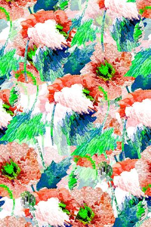 写意花卉印花华亿平台图片