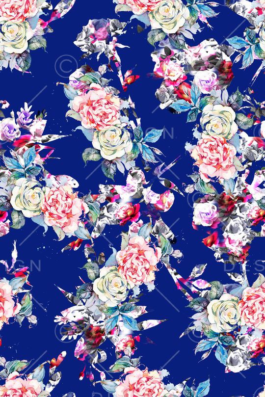 时尚手绘玫瑰花印花印花华亿平台图片