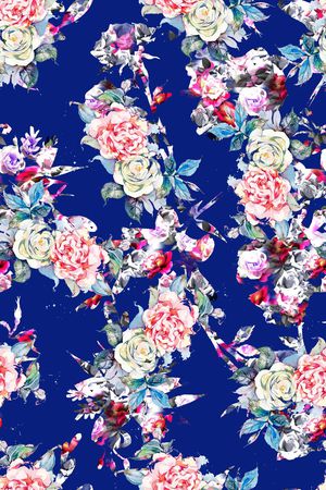 时尚手绘玫瑰花印花印花华亿平台图片