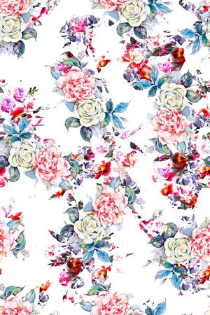 时尚手绘玫瑰花印花印花华亿平台图片