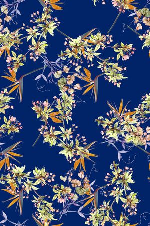 时尚手绘小碎花印花印花华亿平台图片