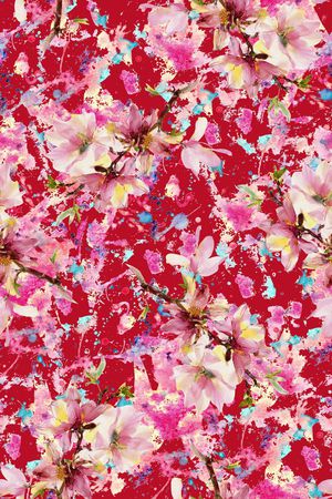 时尚手绘水彩画印花华亿平台图片