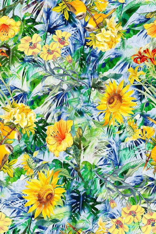 时尚手绘小碎花花卉印花印花华亿平台图片