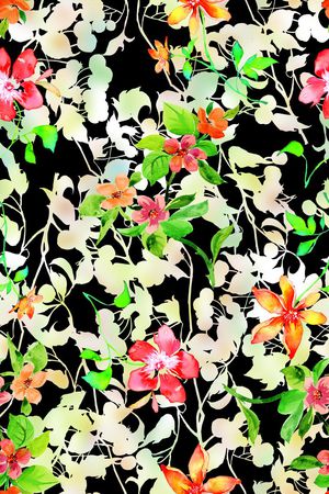 时尚手绘小碎花印花华亿平台图片