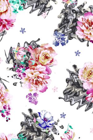 水彩花卉印花华亿平台图片