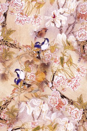 花鸟印花华亿平台图片