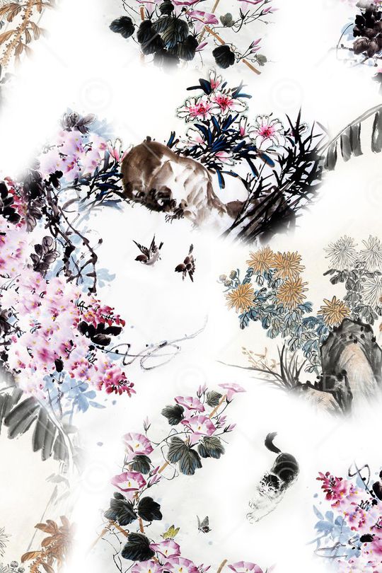 国画花卉印花华亿平台图片