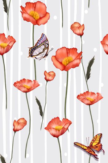 罂粟花印花华亿平台图片