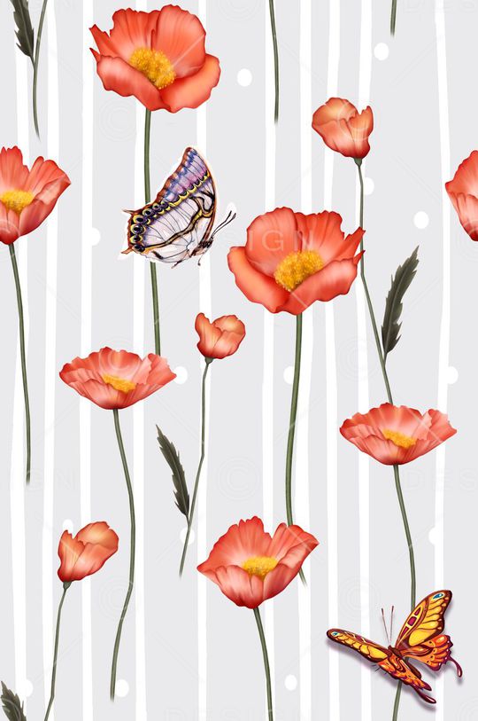 罂粟花印花华亿平台图片