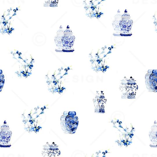 青花瓷印花华亿平台图片