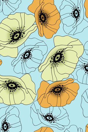 手绘线条大南瓜花华亿平台印花华亿平台图片