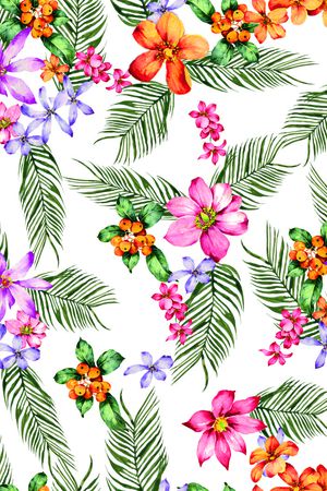 手绘线条花卉渐变华亿平台印花华亿平台图片