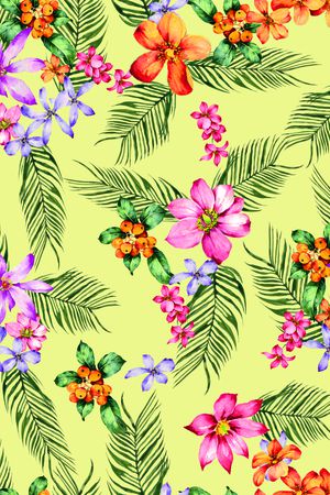 手绘线条花卉渐变华亿平台印花华亿平台图片