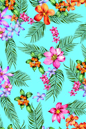 手绘线条花卉渐变华亿平台印花华亿平台图片