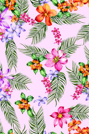 手绘线条花卉渐变华亿平台印花华亿平台图片