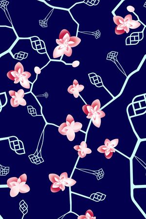 手绘线条花卉渐变华亿平台印花华亿平台图片