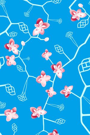 手绘线条花卉渐变华亿平台印花华亿平台图片