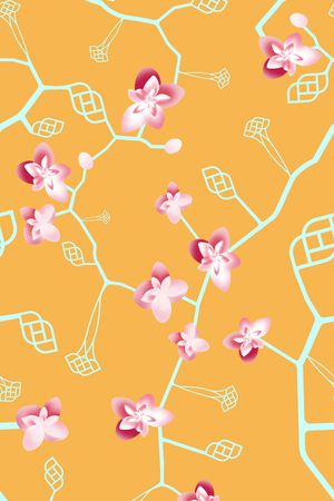 手绘线条花卉渐变华亿平台印花华亿平台图片