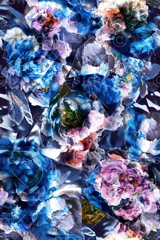 抽象写意花卉印花华亿平台图片