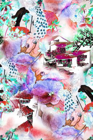 水墨印花华亿平台图片