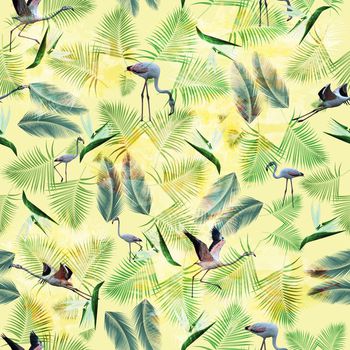 613125-叶子火焰鸟浅黄底