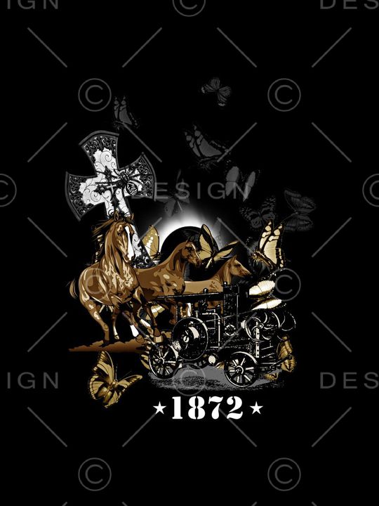 复古马车印花华亿平台图片