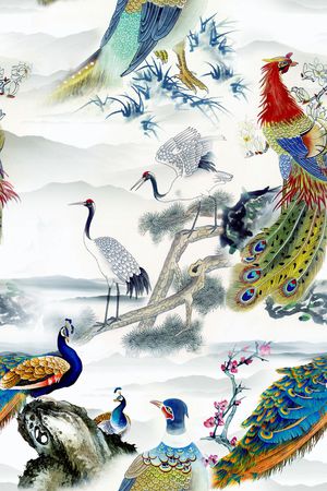 工笔画印花华亿平台图片