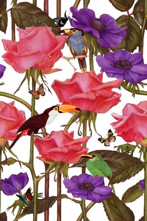 水彩花卉印花华亿平台图片