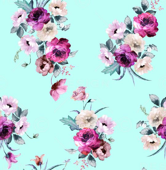 水彩花卉印花华亿平台图片