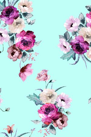 水彩花卉印花华亿平台图片