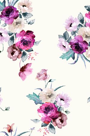 水彩花卉印花华亿平台图片