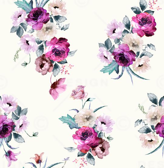 水彩花卉印花华亿平台图片