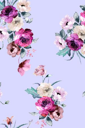 水彩花卉印花华亿平台图片