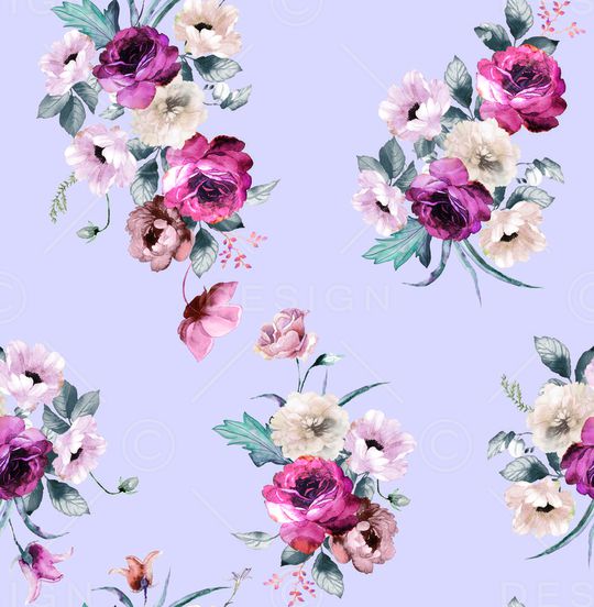 水彩花卉印花华亿平台图片