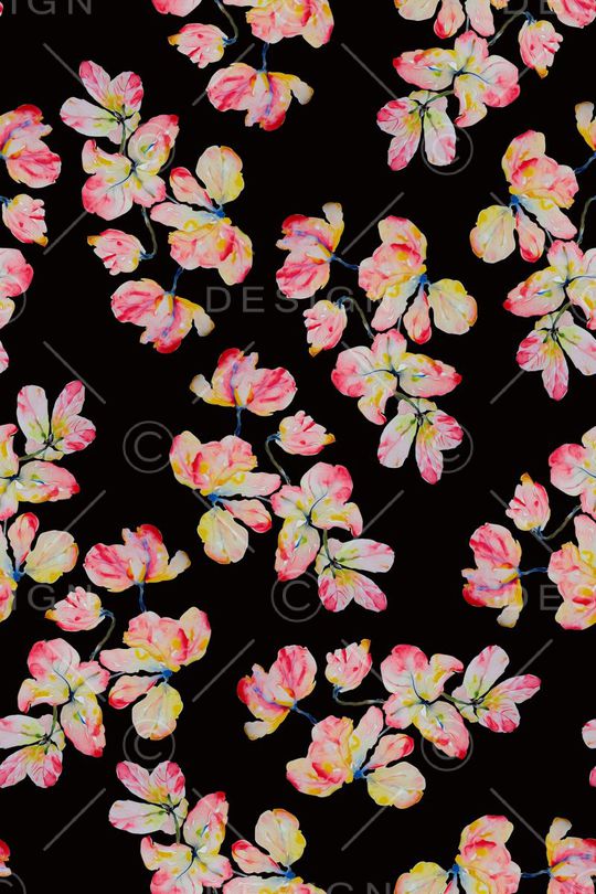 手绘水彩花卉服装印花华亿平台图片