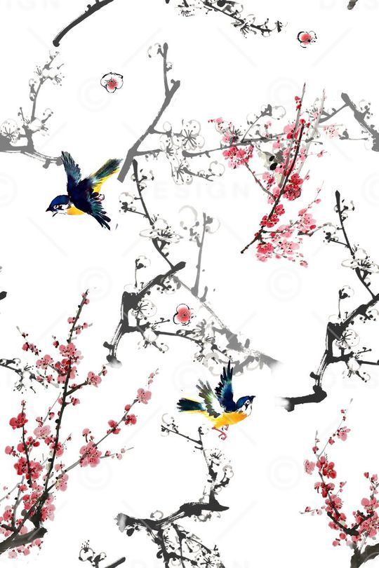 花鸟印花华亿平台图片