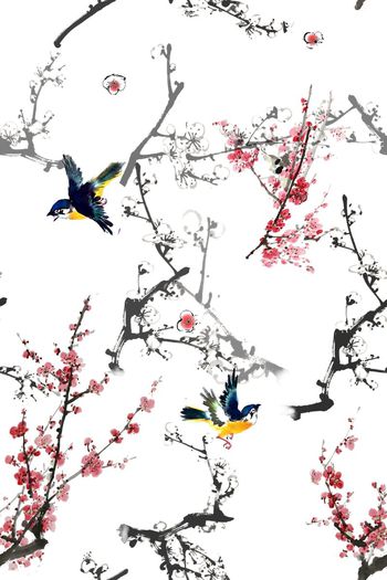 花鸟印花华亿平台图片