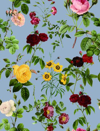 613743-手绘花 灰蓝