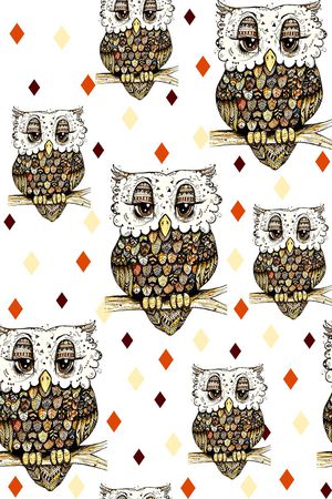 抽象几何清爽梦幻艺术平底立体手绘满版最新高清数码蕾丝民族中国风绣花珠宝肌理时尚潮

流大牌复古欧美风猫头鹰印花华亿平台图片