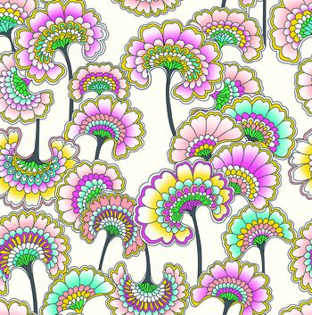 613750-抽象扇形花卉 黄色