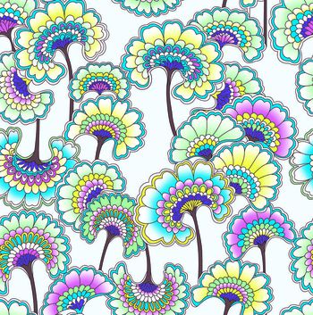 613751-抽象扇形花卉 蓝色