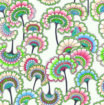 613752-抽象扇形花卉 绿色