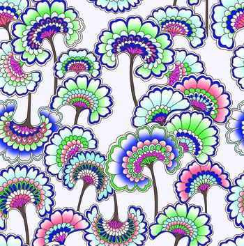 613753-抽象扇形花卉 紫色