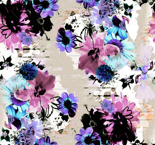 水彩花卉印花华亿平台图片